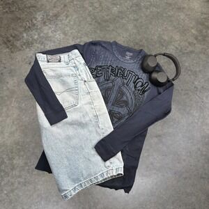 Apostasy Retribution Cross Thermal Shirt Mens Large Gray Long Sleeve Y2K Grunge